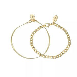 UNWRITTEN 14K Gold Flash Herringbone Bracelet